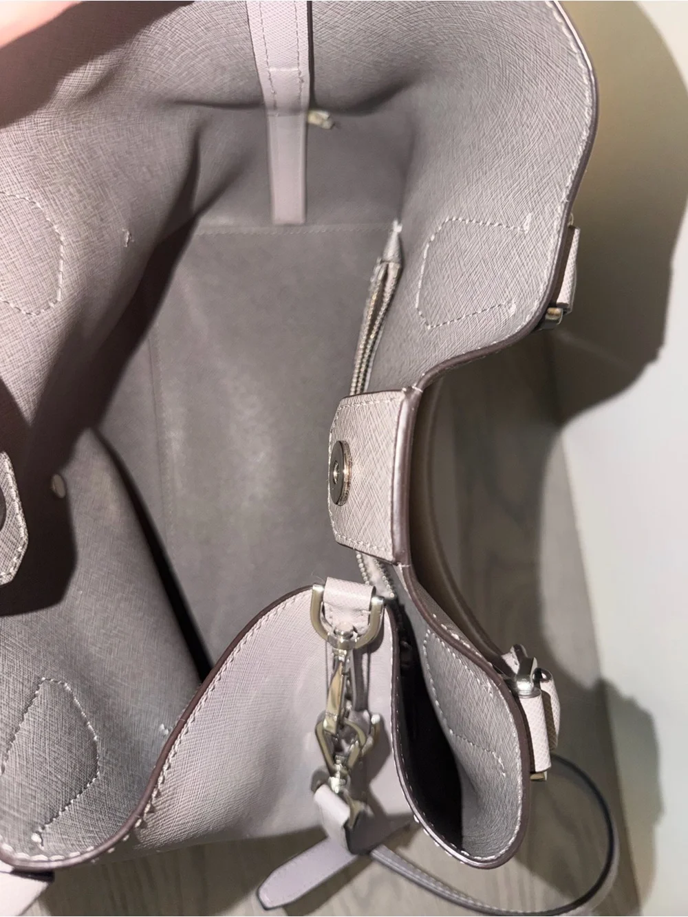 Michael Kors Gray Saffiano Satchel Crossbody Bag MK Charm